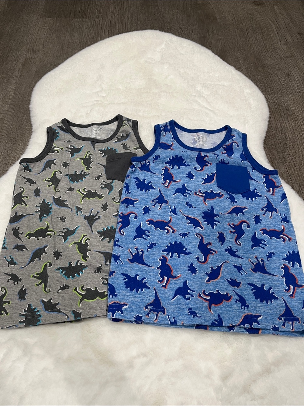 The Children's Place Dinosaur Tank Top 2-Pack - Blue & Gray